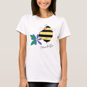 Babybauch Blaues Blumen-Mom-to-Bee T-Shirt
