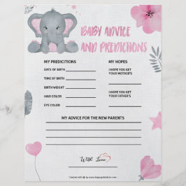 Babyberatung und -vorhersage [Baby Elephant [Rosa] Briefbogen
