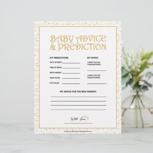 Babyberatung und -vorhersage [Goldene Glitzern] Briefbogen (Stehend Vorderseite)