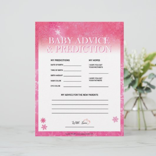 Babyberatung und Vorhersage [Schneerosa] Briefbogen (Stehend Vorderseite)