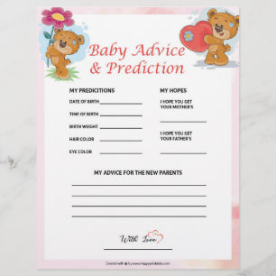 Babyberatung und Vorhersage [Teddy Bears] Briefbogen