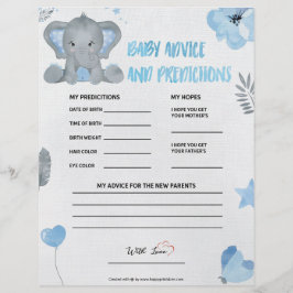 Babyberatung und -vorhersagen [Baby Elephant [blau Briefbogen
