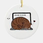 Babybett für Laptops (Brauner Tabby) Keramik Ornament (Vorne)