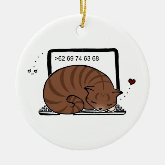 Babybett für Laptops (Brauner Tabby) Keramik Ornament (Vorne)