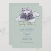 Babybett Wasserfarbe Kinderdusche Einladung (Vorne/Hinten)