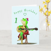 BabyBirthday Card Guitar Player Frog Personalisier Karte (Gelbe Blume)