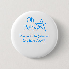 Babyblau-Babydusche - Name der Vergangenheit Button