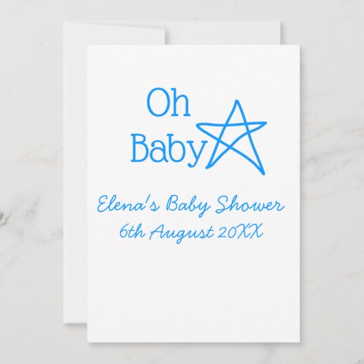 Babyblau-Babydusche - Name der Vergangenheit Einladung (Vorderseite)
