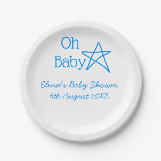 Babyblau-Babydusche - Name der Vergangenheit Pappteller (Vorderseite)