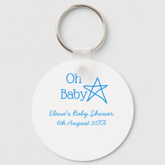 Babyblau-Babydusche - Name der Vergangenheit Schlüsselanhänger (Vorderseite)