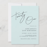 Babyblau | Elegante Script Women's 21. Geburtstag