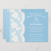 Babyblau, Elfenbeinrasen-Babydusche Einladung (Vorne/Hinten)