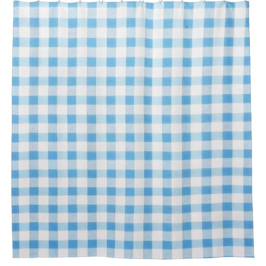 Babyblau Gingham Duschvorhang (Vorderseite)
