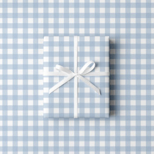 Babyblau Gingham-Muster Geschenkpapier