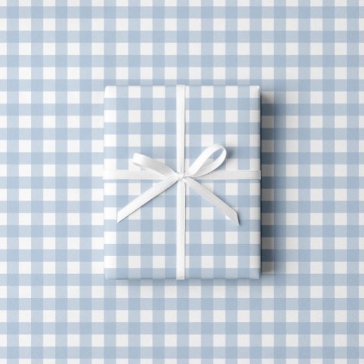 Babyblau Gingham-Muster Geschenkpapier