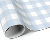 Babyblau Gingham-Muster Geschenkpapier (Rolleneckpunkt)