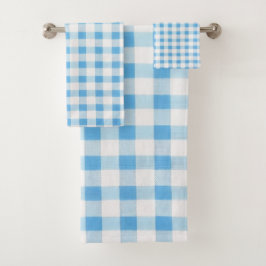 Babyblau kariert badhandtuch set