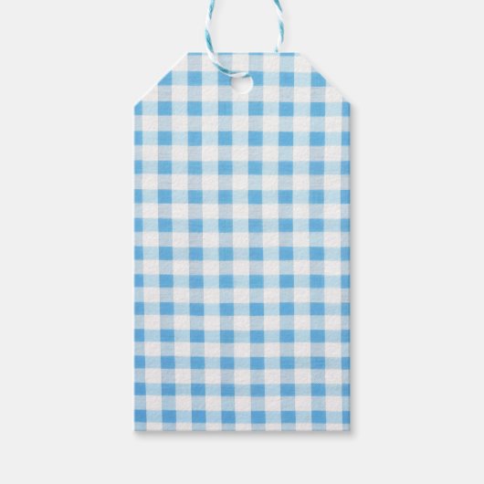 Babyblau kariert geschenkanhänger (Vorderseite)