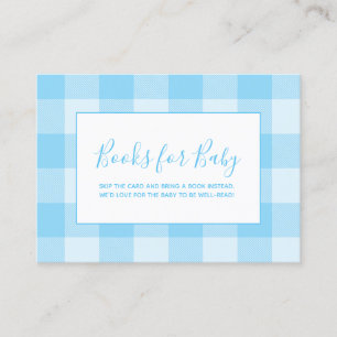 Babyblau kariert Gingham Bücher für Baby Begleitkarte