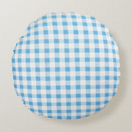 Babyblau kariert rundes kissen