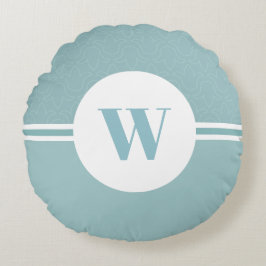 Babyblau-moderne Streifen kundenspezifisches Monog Rundes Kissen
