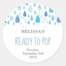 Babyblau-Regentropfen Bereit zum Pop Runder Aufkleber