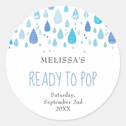 Babyblau-Regentropfen Bereit zum Pop Runder Aufkleber (Vorderseite)
