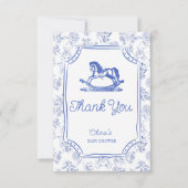 Babyblau-Rockpferde-Babydusche Dankeskarte (Vorderseite)
