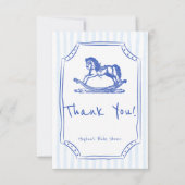 Babyblau-Rockpferde-Babydusche Dankeskarte (Vorderseite)