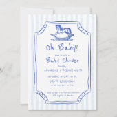 Babyblau-Rockpferde-Babydusche Einladung (Vorderseite)