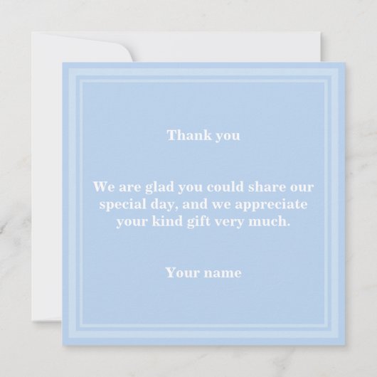 Babyblau Streifen einfach elegant danke (Rückseite)