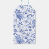Babyblau-Toile-de-jouy-Sketch Babydusche Geschenkanhänger (Rückseite)