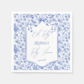 Babyblau-Toile-de-jouy-Sketch Babydusche Serviette (Vorderseite)