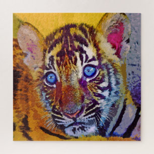 Babyblaue Augen Tigerbaby Puzzle