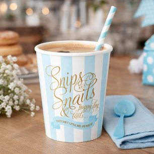 Babyblaue gestreifte Schnipsel und Schnecken Babyp Pappbecher