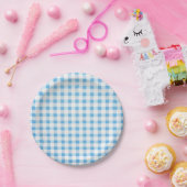 Babyblaue Gingham Pappteller (Party)