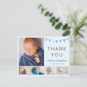 Babyblauer Geburtsankündigungskarte Foto Postkarte (Stehend Vorderseite)