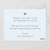 Babyblauer Geburtsankündigungskarte Foto Postkarte (Rückseite)