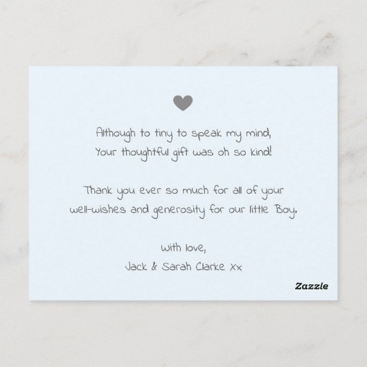 Babyblauer Geburtsankündigungskarte Foto Postkarte (Rückseite)