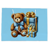 Babyblauer Teddybär Große Geschenktüte (Rückseite)
