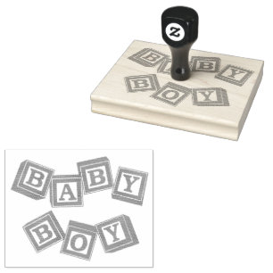 Babyblaues Holzalphabet Würfelblöcke Gummistempel
