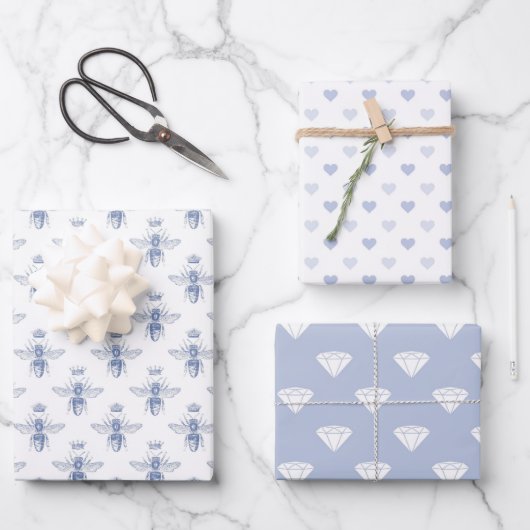 Babyblaues Muster Geschenkpapier Set (Vorderseite)