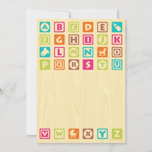 Babyblöcke aus Holz - Einladungen (Vorderseite)