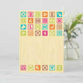 Babyblöcke aus Holz - Einladungen (Stehend Vorderseite)