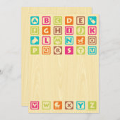 Babyblöcke aus Holz - Einladungen (Vorne/Hinten)