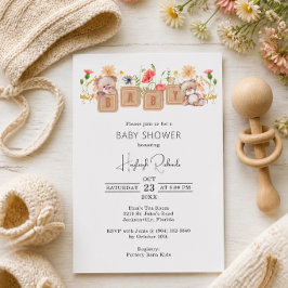 Babyblöcke, Bären und Wildblumen Dusche Einladung