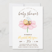 Babyblütenbiene, Stripes Babydusche Einladung (Vorderseite)