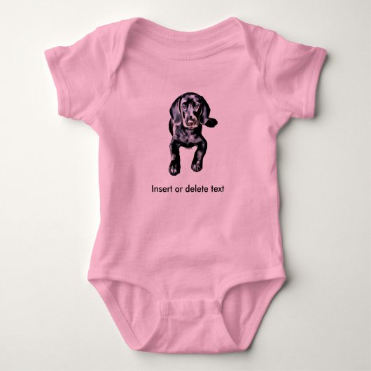Babybodysuitschwarz-Labradorwelpe Baby Strampler (Vorderseite)