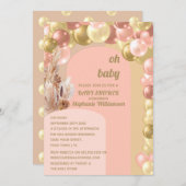 Babyboho Ballon Boarchen Pampelmuse Babydusche Einladung (Vorne/Hinten)