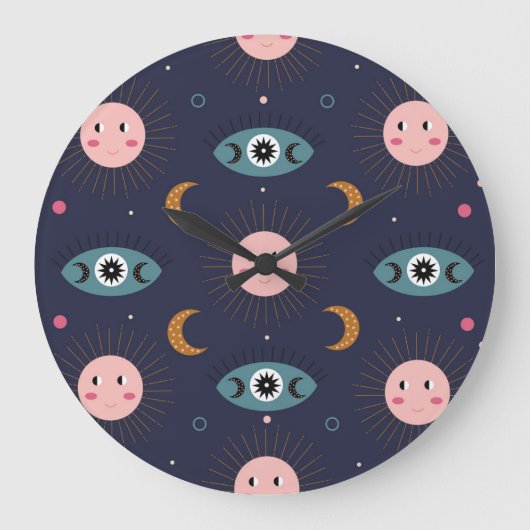 Babyboho, hippie chic Muster. Große Wanduhr (Vorderseite)